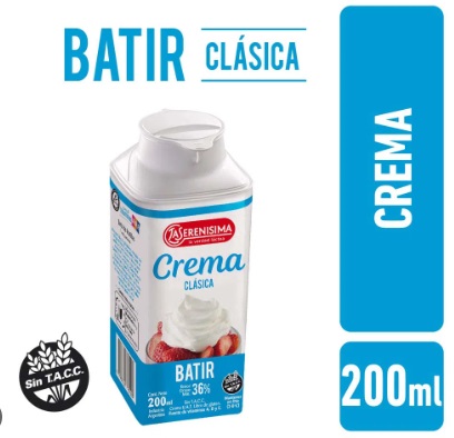 CREMA DE LECHE 1 LA SERENISIMA PAST FUENTE VIT A-E    200 cc tapita  (COMPR